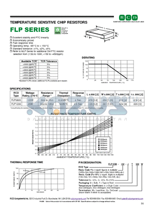 FC1206-101-GB502 datasheet - TEMPERATURE SENSITIVE CHIP RESISTORS