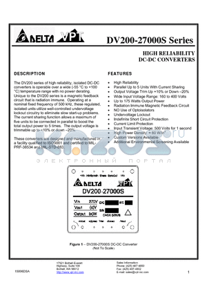 DV200-27000S datasheet - HIGH RELIABILITY DC-DC CONVERTERS