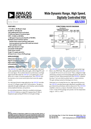 ADL5201 datasheet - Wide Dynamic Range, High Speed