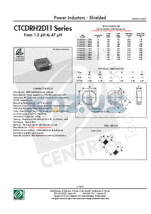 CTCDRH2D11-180N datasheet - Power Inductors - Shielded