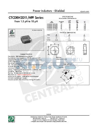 CTCDRH2D11/HPF-100N datasheet - Power Inductors - Shielded