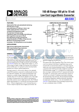 ADL5303ACPZ-R7 datasheet - 160 dB Range 100 pA to 10 mA Low Cost Logarithmic Converter