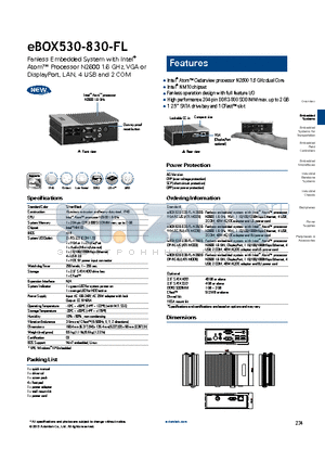 EBOX530-830-FL datasheet - Fanless operation design with full feature