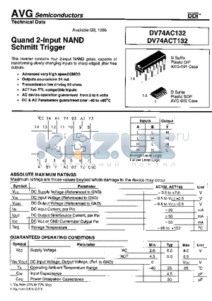 DV74AC132 datasheet - Quand 2-Input NAND Schmitt Trigger