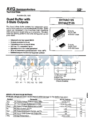 DV74ACT125 datasheet - Quad Buffer with 3-State Outputs