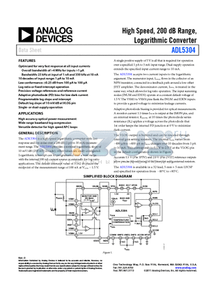 ADL5304-EVALZ datasheet - High Speed, 200 dB Range