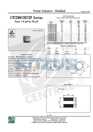 CTCDRH3D12F-330N datasheet - Power Inductors - Shielded
