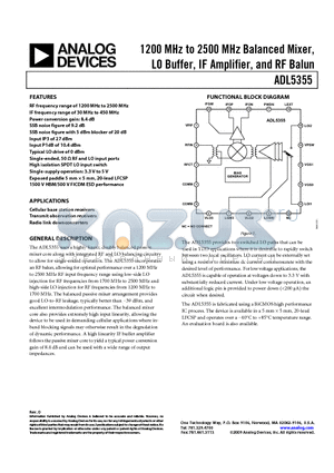ADL5355-EVALZ datasheet - 1200 MHz to 2500 MHz Balanced Mixer, LO Buffer, IF Amplifier, and RF Balun