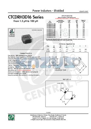 CTCDRH3D16-4R7N datasheet - Power Inductors - Shielded