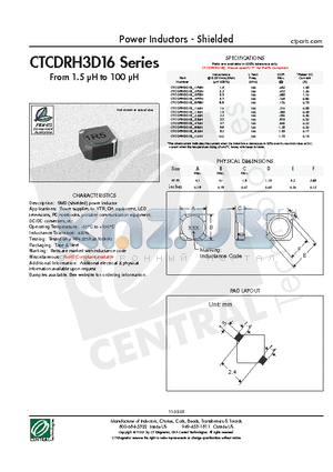 CTCDRH3D16-1R5N datasheet - Power Inductors - Shielded