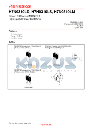 H7N0310LSTL-E datasheet - Silicon N Channel MOS FET High Speed Power Switching