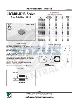 CTCDRH4D18-100N datasheet - Power Inductors - Shielded