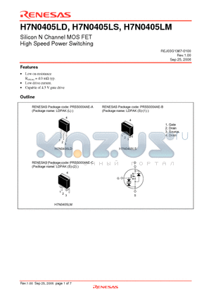H7N0405LD datasheet - Silicon N Channel MOS FET High Speed Power Switching