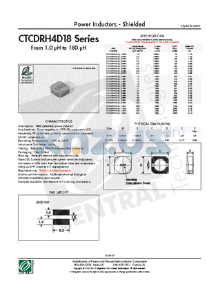 CTCDRH4D18-820N datasheet - Power Inductors - Shielded