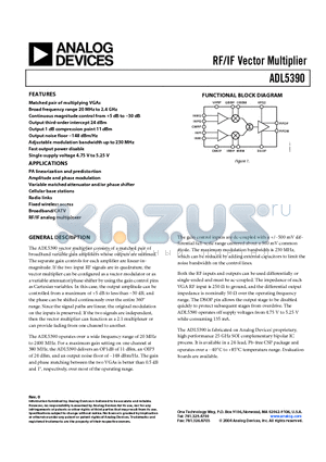 ADL5390-EVAL datasheet - RF/IF Vector Multiplier