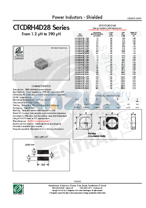 CTCDRH4D28-150N datasheet - Power Inductors - Shielded