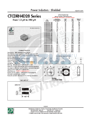 CTCDRH4D28F-101N datasheet - Power Inductors - Shielded