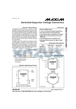 ICL7660AMJA datasheet - Switched-Capacitor Voltage Converters