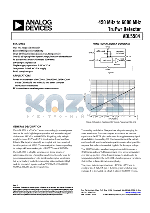 ADL5504-EVALZ datasheet - 450 MHz to 6000 MHz TruPwr Detector