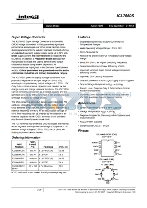 ICL7660S datasheet - Super Voltage Converter