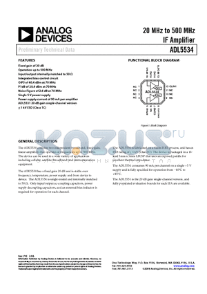 ADL5534_08 datasheet - 20 MHz to 500 MHz IF Amplifier