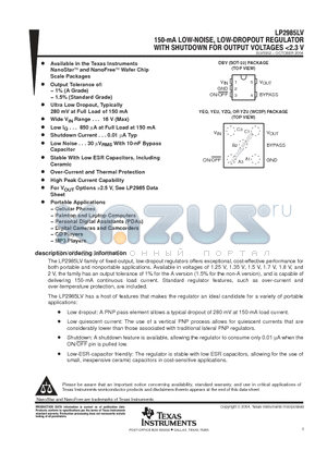 LP2985A-12DBVT datasheet - 150-mA LOW-NOISE, LOW-DROPOUT REGULATOR WITH SHUTDOWN FOR OUTPUT VOLTAGES<2.3V