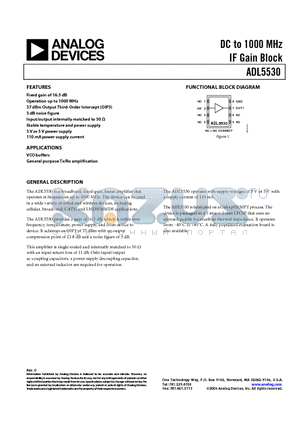 ADL5530 datasheet - DC to 1000 MHz IF Gain Block