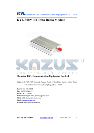 KYL-300M-24 datasheet - RF Data Radio Module