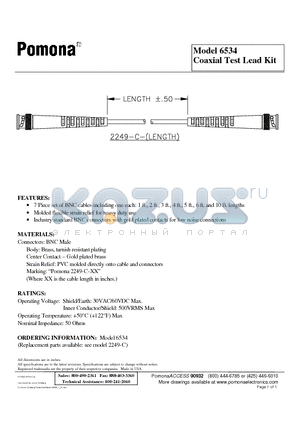 6534 datasheet - Coaxial Test Lead Kit