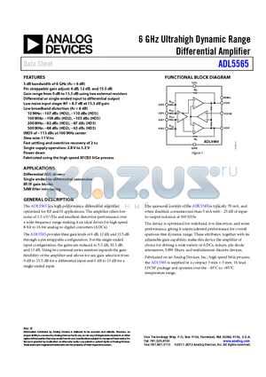 ADL5565-EVALZ datasheet - 6 GHz Ultrahigh Dynamic Range