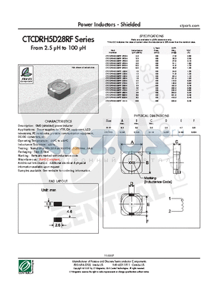 CTCDRH5D28RF-180N datasheet - Power Inductors - Shielded