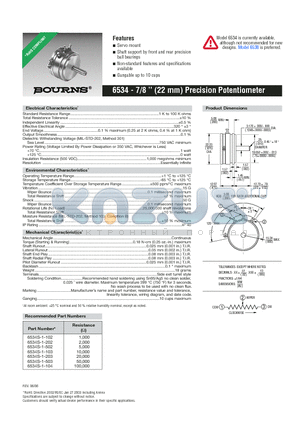 6534S-1-203 datasheet - 7/8  (22 mm) Precision Potentiometer