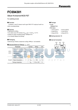 FC694301 datasheet - Silicon N-channel MOS FET