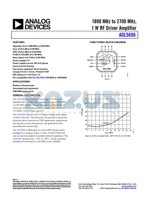 ADL5606-EVALZ datasheet - 1800 MHz to 2700 MHz