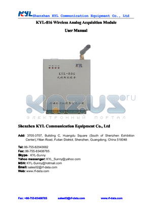 KYL-816_1 datasheet - WirelessAnalogAcquisition Module
