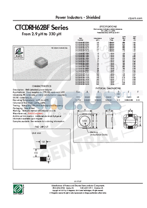 CTCDRH62BF-2R9N datasheet - Power Inductors - Shielded
