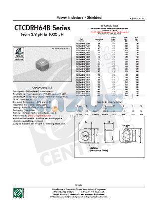 CTCDRH64B-102M datasheet - Power Inductors - Shielded