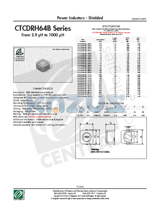 CTCDRH64BF-102M datasheet - Power Inductors - Shielded