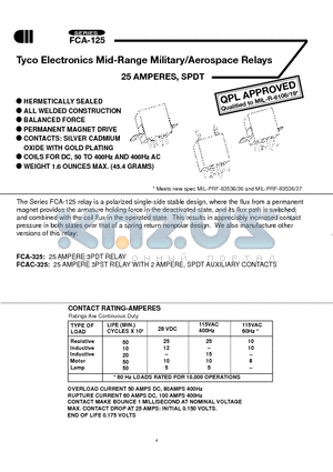 FCA-125-WY7 datasheet - 25 AMPERES, SPDT