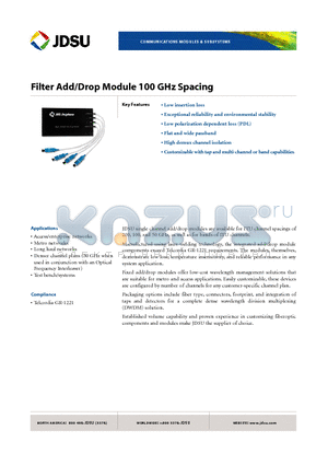 ADM-1F2721013 datasheet - Filter Add/Drop Module 100 GHz Spacing