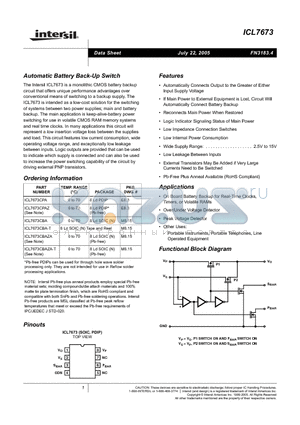 ICL7673CPAZ datasheet - Automatic Battery Back-Up Switch