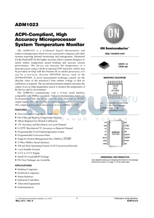 ADM1023 datasheet - ACPI-Compliant, High Accuracy Microprocessor System Temperature Monitor
