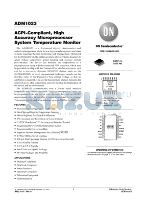 ADM1023ARQZ datasheet - ACPI-Compliant, High Accuracy Microprocessor System Temperature Monitor