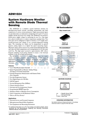 ADM1024ARUZ-REEL datasheet - System Hardware Monitor with Remote Diode Thermal Sensing
