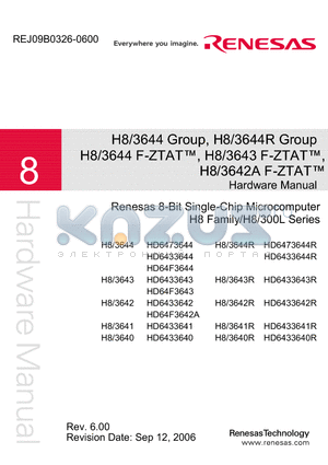 H8/3643 datasheet - 8-Bit Single-Chip Microcomputer