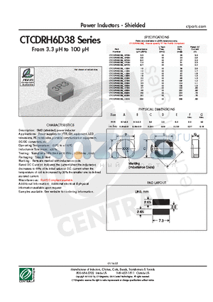 CTCDRH6D38-270N datasheet - Power Inductors - Shielded