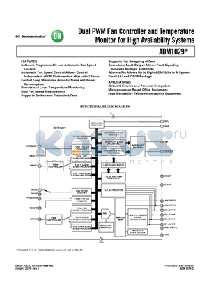 ADM1029ARQZ datasheet - Dual PWM Fan Controller and Temperature Monitor for High Availability Systems