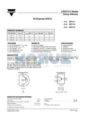 J/SST112 datasheet - N-Channel JFETs