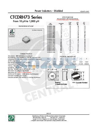 CTCDRH73-121M datasheet - Power Inductors - Shielded