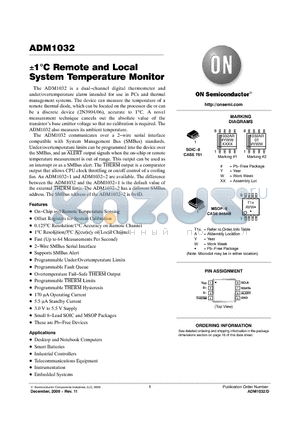 ADM1032 datasheet - a1 Remote and Local System Temperature Monitor